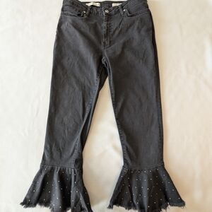 Pilcro and the Letterpress Black Flare Wide Leg Jeans